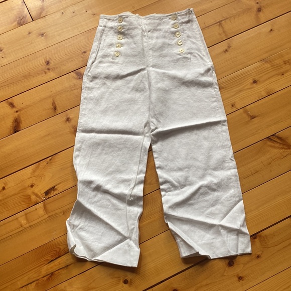 Jcrew, white linen sailor pants🌺 - Picture 2 of 5